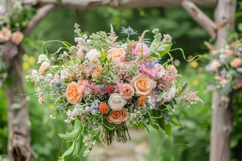 Un bouquet de mariée bohème élégant mêlant fleurs de saison et succulentes