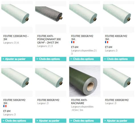 Infographie comparant les différents grammages de géotextile