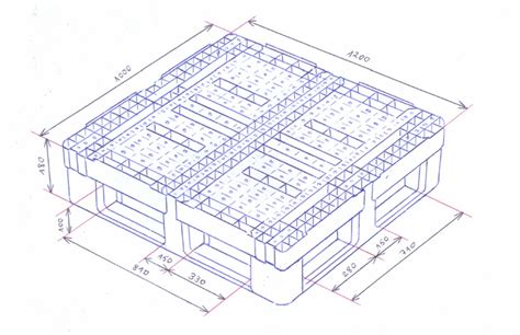 Schéma illustrant la structure d'un palox standard avec base palette