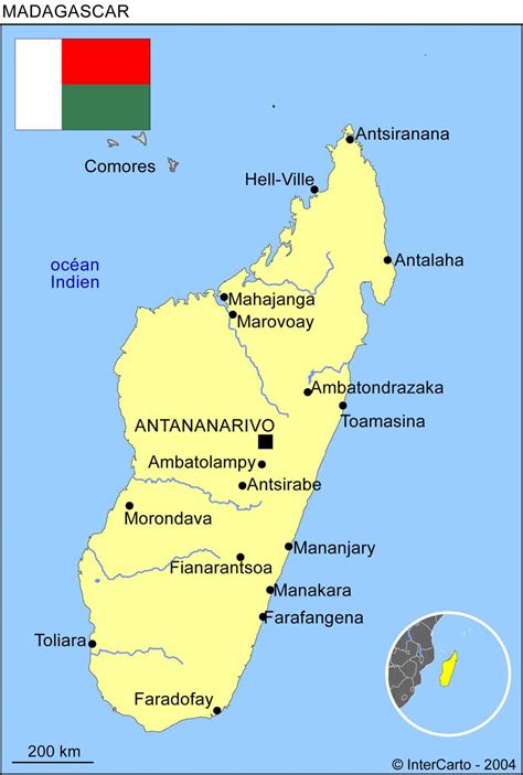 Carte géographique de Madagascar soulignant sa position stratégique dans l'Océan Indien