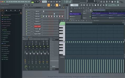 Interface de travail dans FL Studio avec le navigateur de fichiers ouvert
