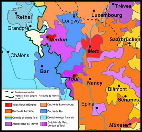 Carte historique du Duché de Lorraine aux différentes époques