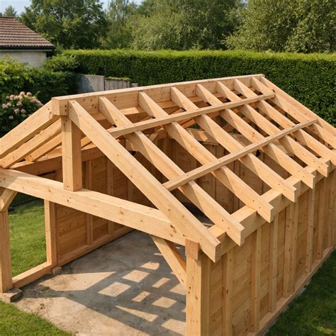 Construction de la toiture d'un abri de jardin