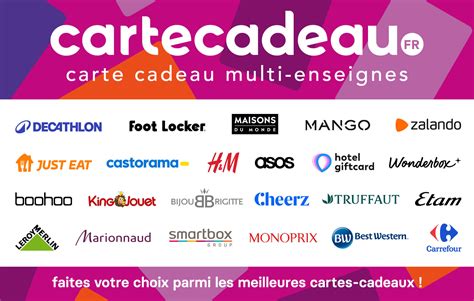 Illustration conceptuelle d'une carte cadeau multi-enseignes entourée d'icônes de shopping